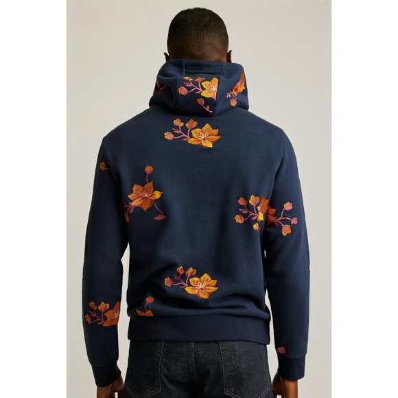 BONOBOS Supersoft Fleece Hoodie Floral Embroidered Long Sleeve Navy M New 283519 - Picture 4 of 11